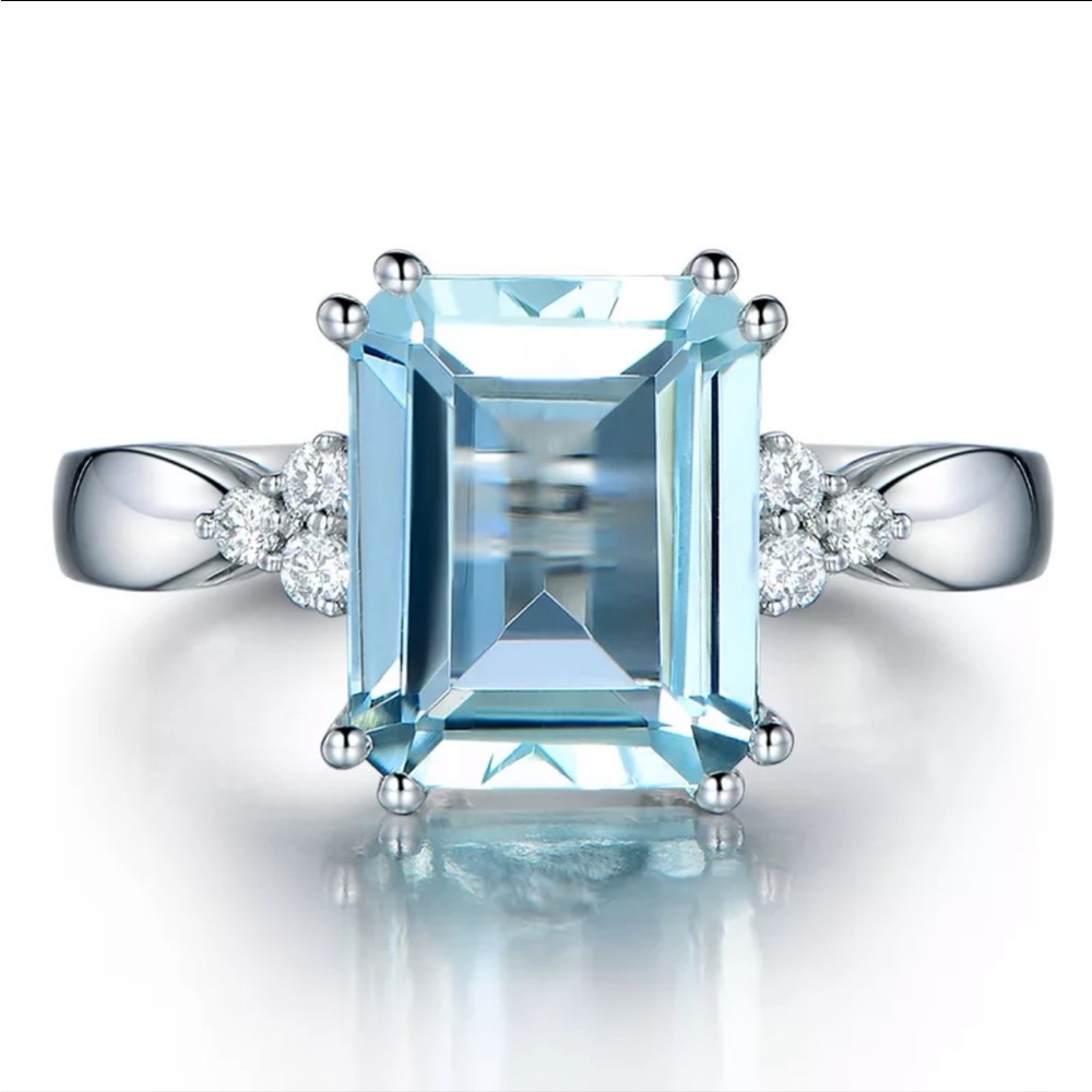 925 STERLING SILVER AQUAMARINE SIZE 7 RING